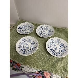 J G Meakin Nordic Blue White Dessert Bowls Set 4 England Ironstone